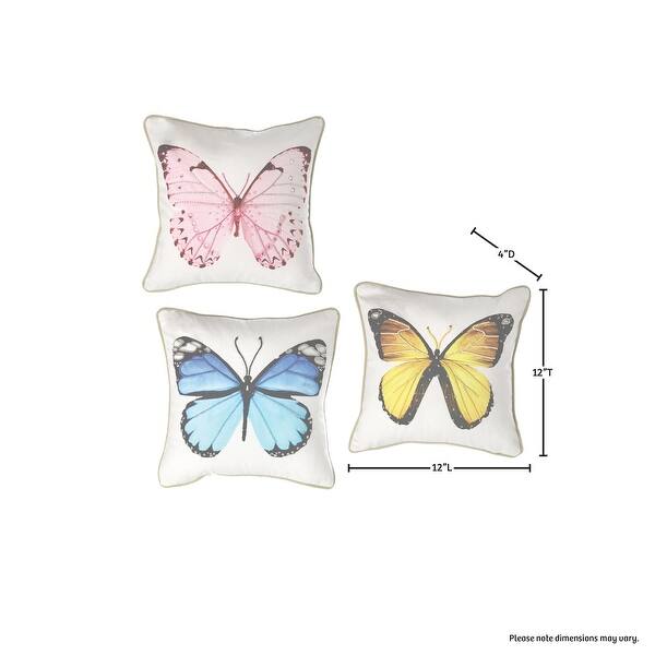 Beaded Butterfly Pillow 12x12" Set of 3 Bed Bath & Beyond 32942867